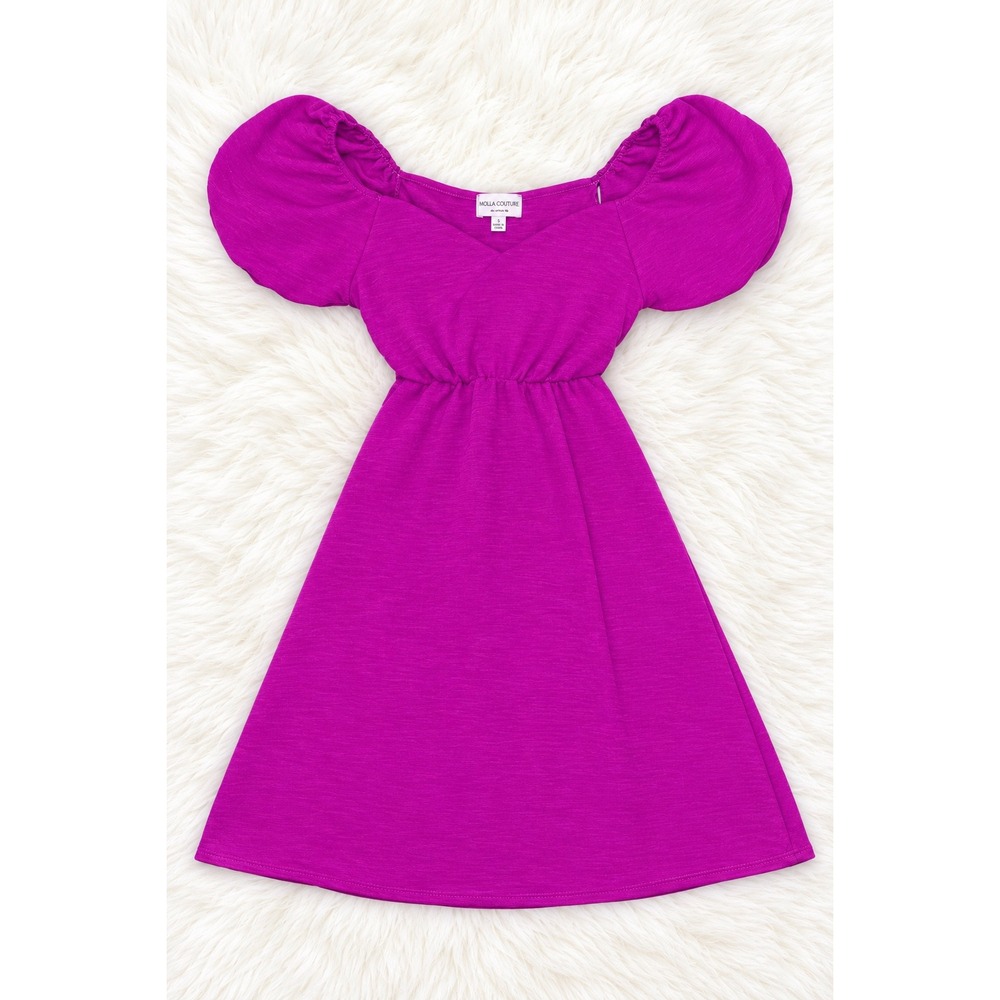 Rolla Coster Los Angeles Pink Puff Sleeve Mini Dress Small Barbiecore Coquette